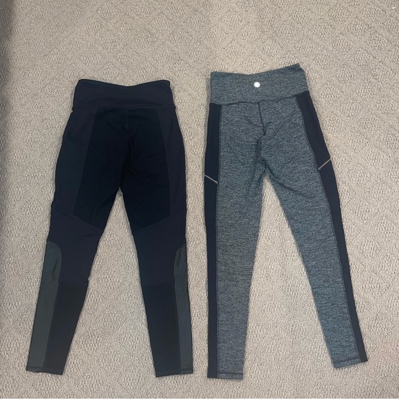 Athleta Leggings Set (2) grey and black with faux leather XS - Picture 2 of 3